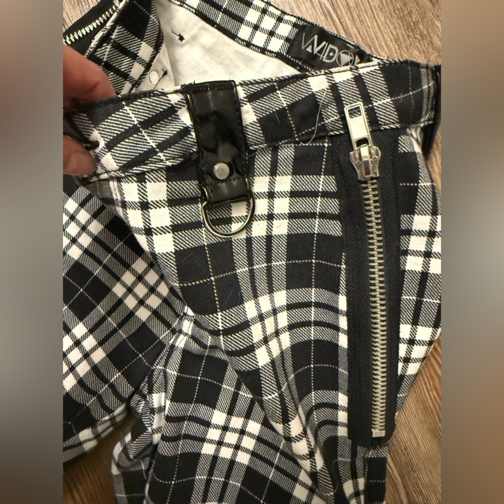 Widow Plaid skinny checkered punk rock bandage pants with staps - Picture 7 of 7